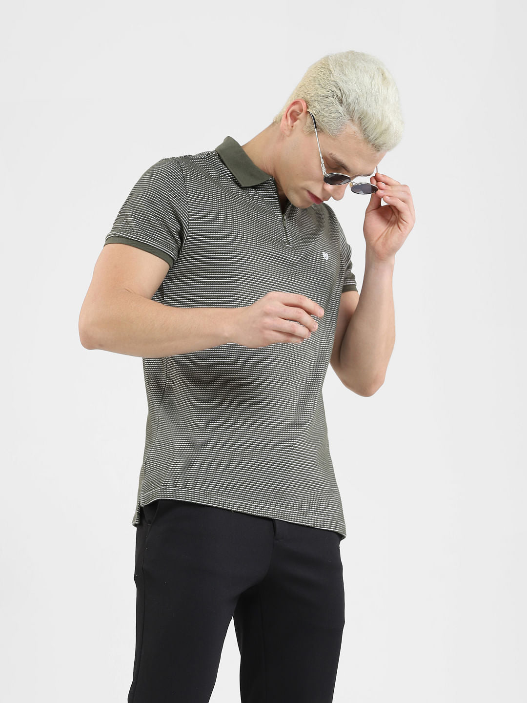 Green Zip-Up Polo T-shirt