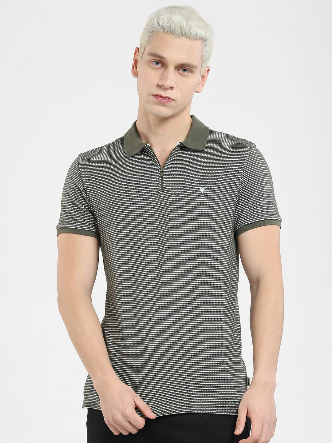 Green Zip-Up Polo T-shirt