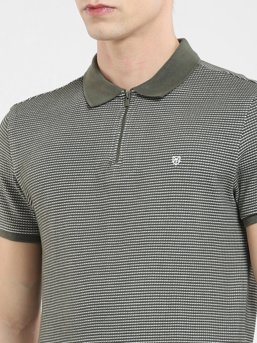 Green Zip-Up Polo T-shirt