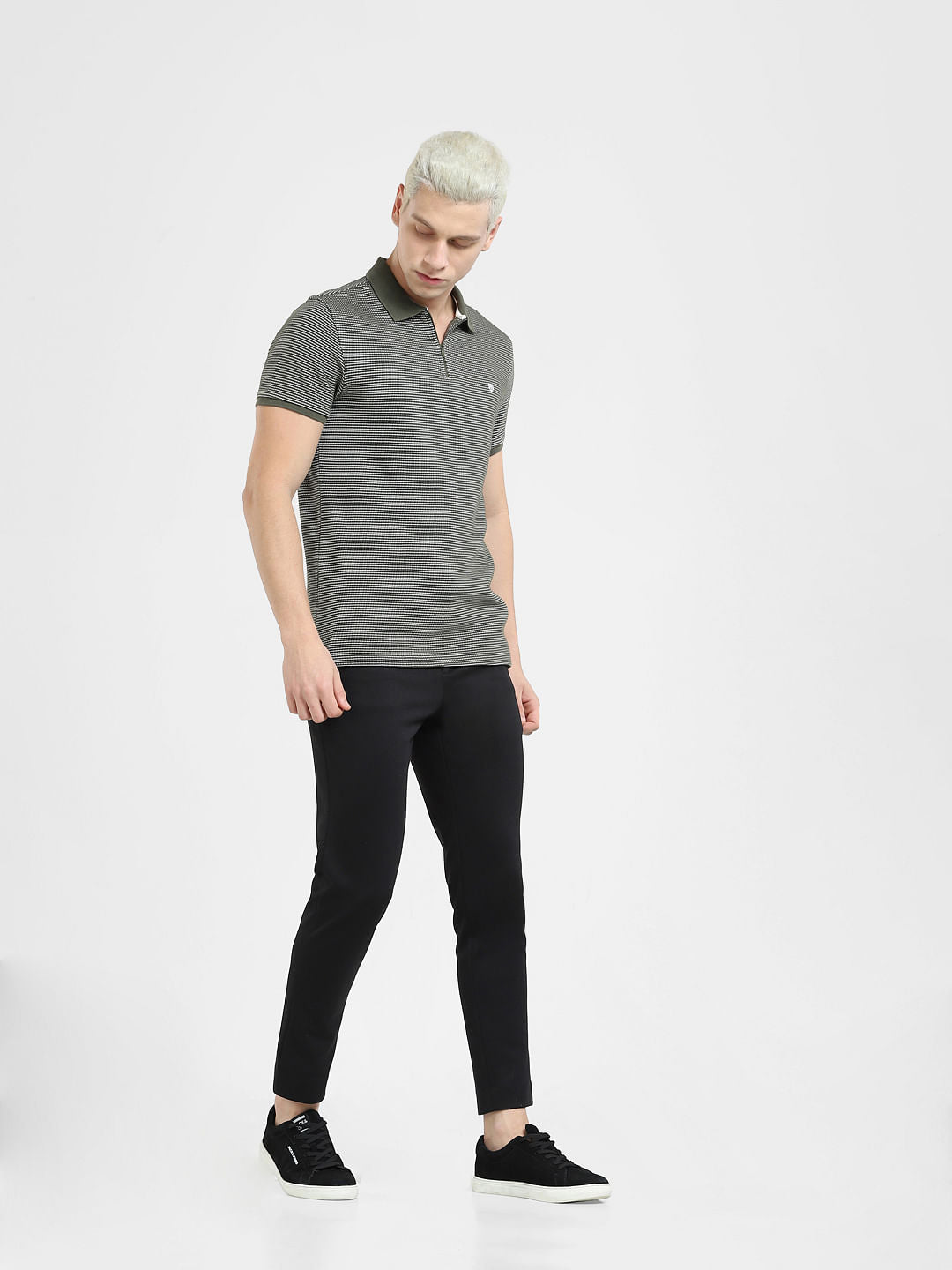 Green Zip-Up Polo T-shirt