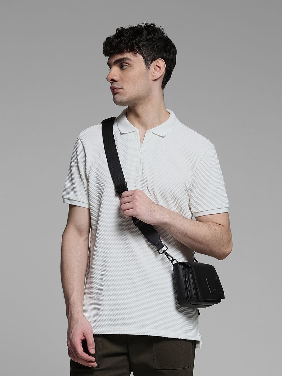 Jacquard Cotton Polo - White