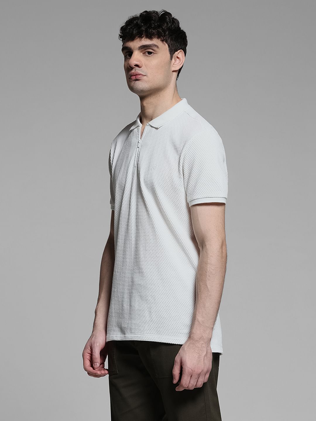 Jacquard Cotton Polo - White