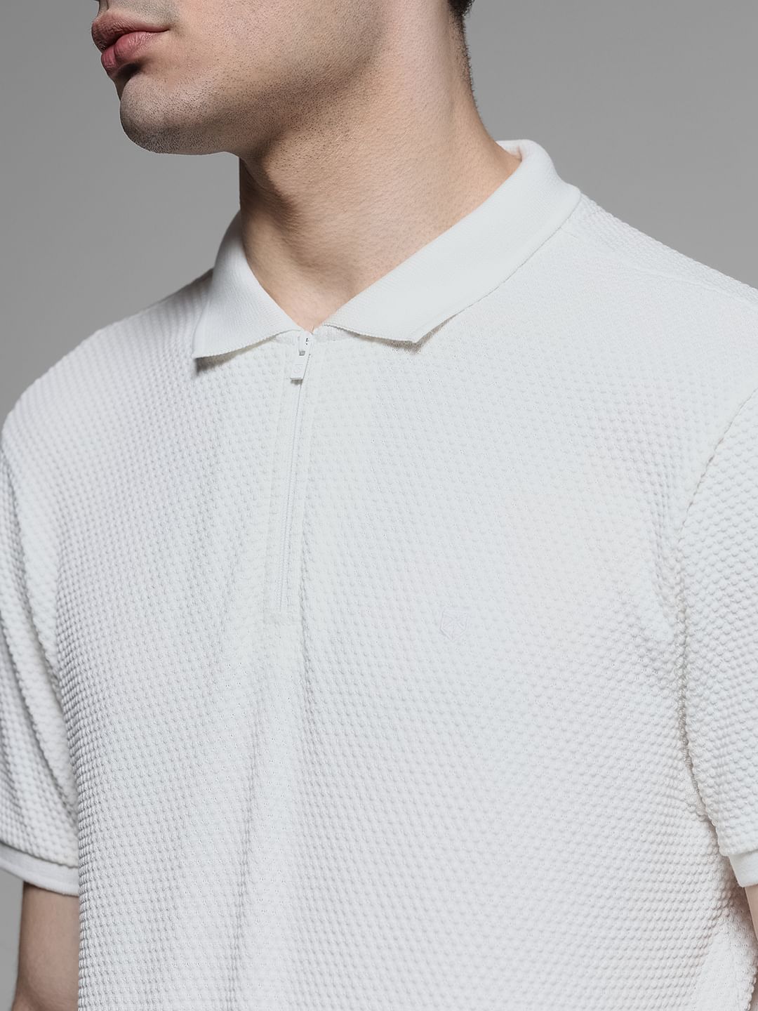 Jacquard Cotton Polo - White