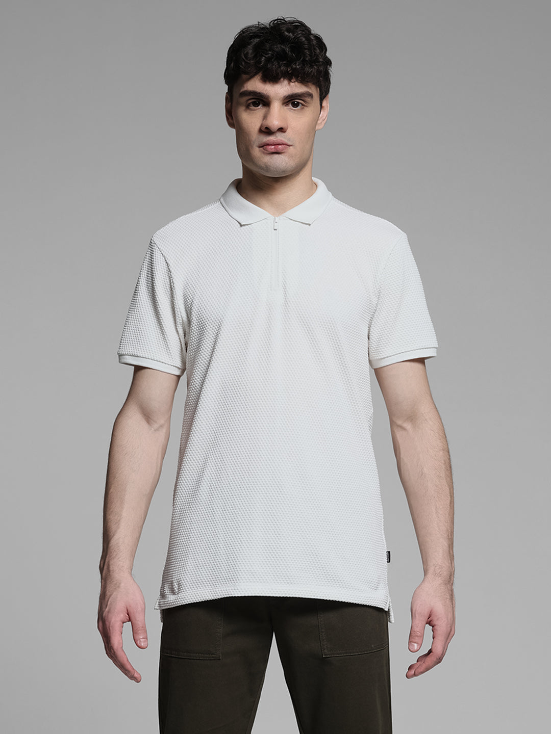 Jacquard Cotton Polo - White