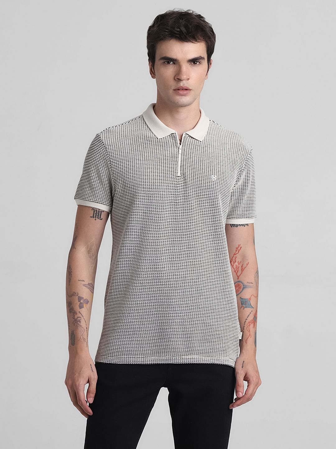 Jacquard Cotton Polo - Beige