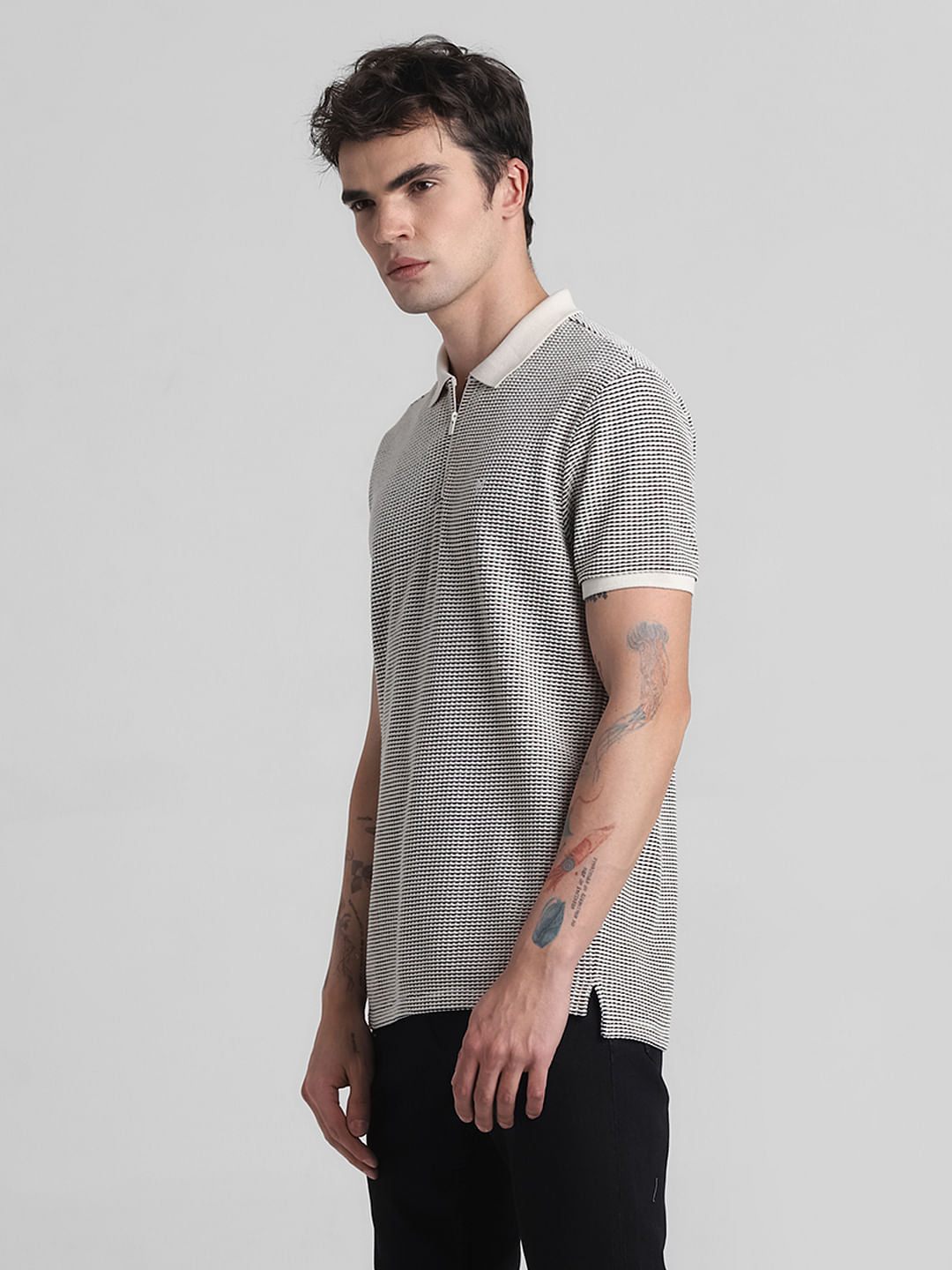 Jacquard Cotton Polo - Beige