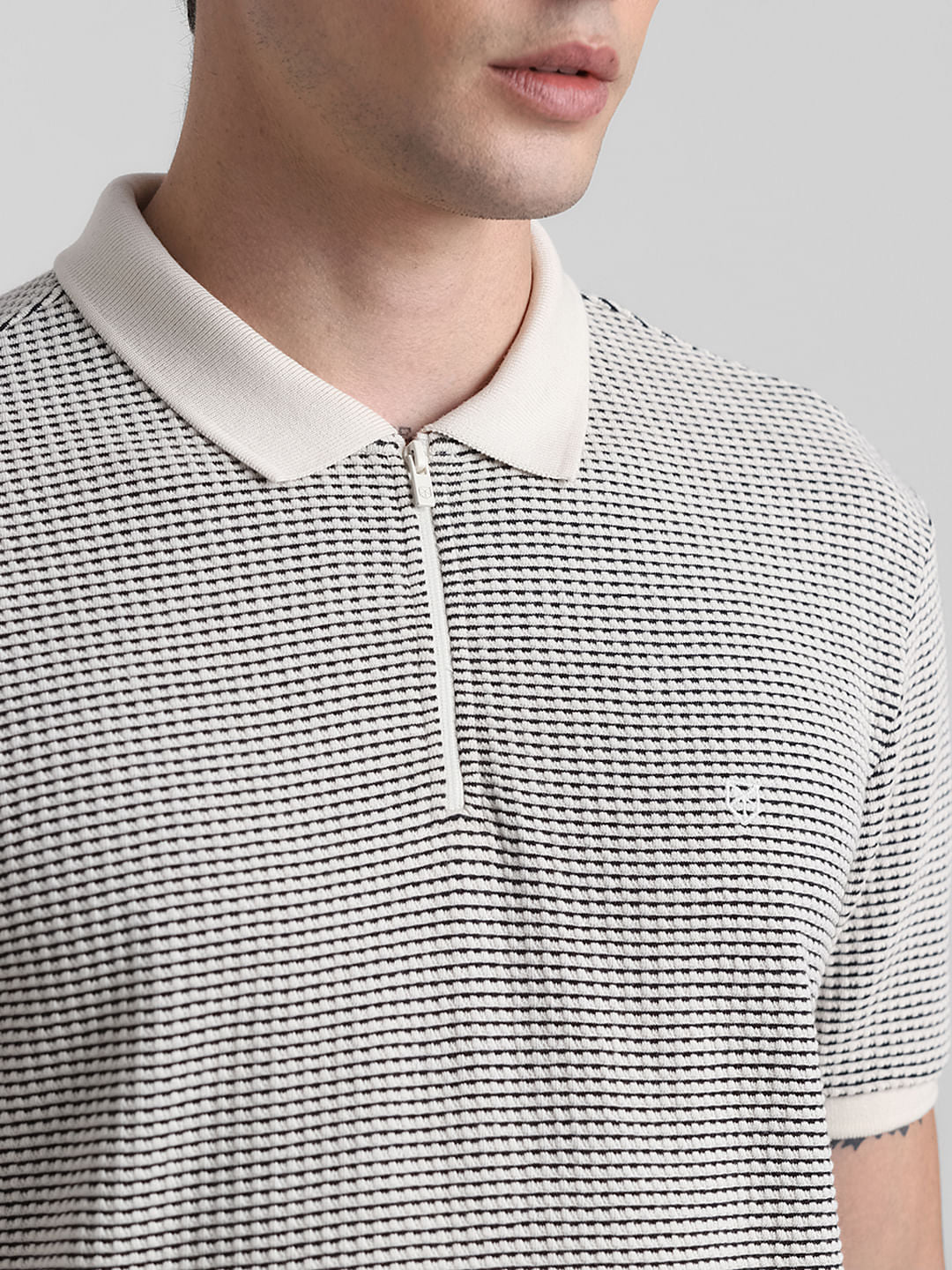 Jacquard Cotton Polo - Beige