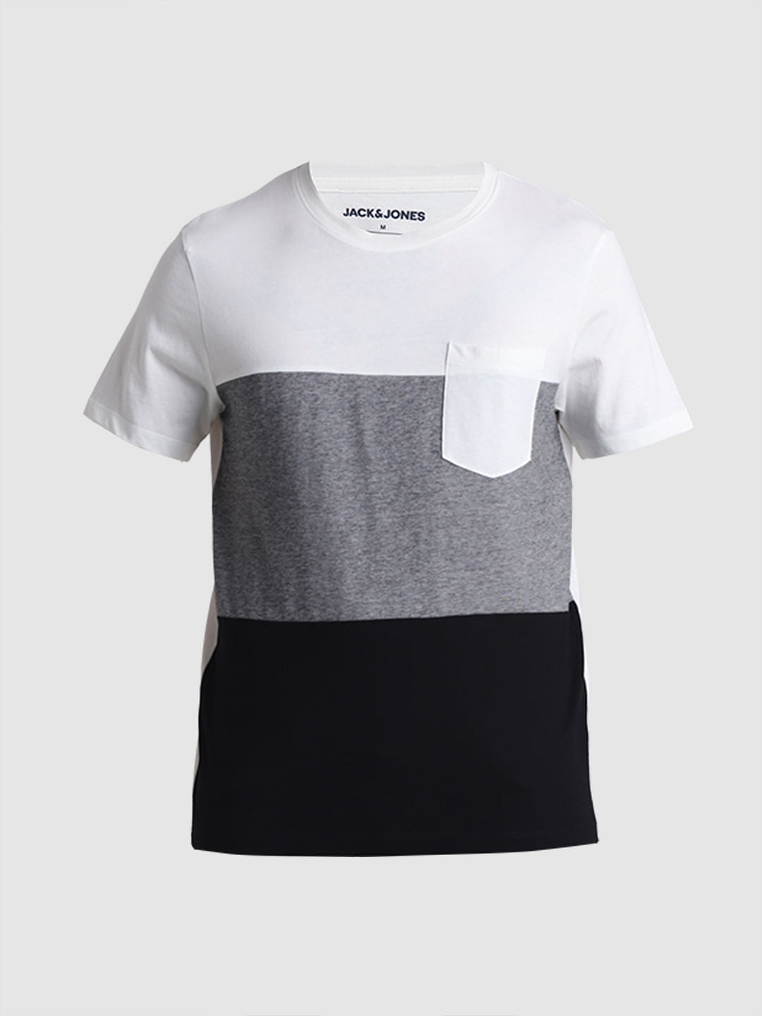 White Colourblocked Cotton T-shirt