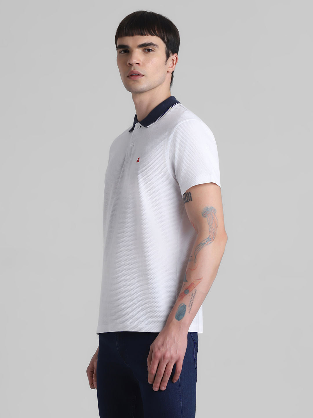 White Jacquard Polo T-shirt