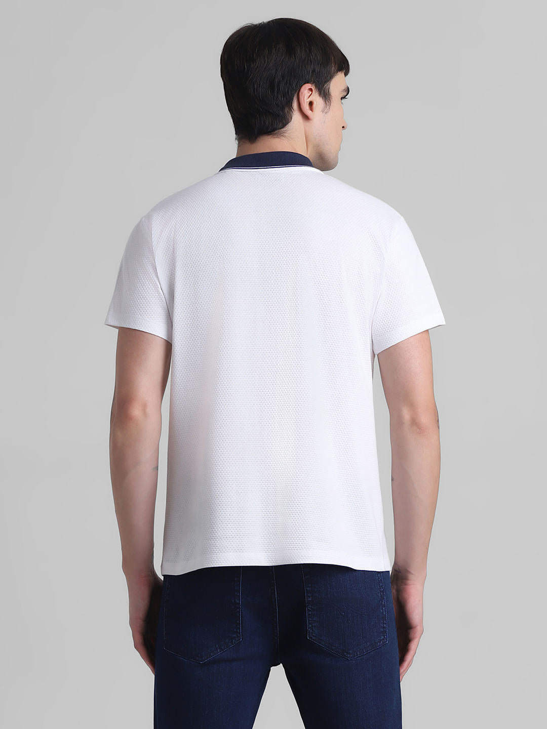 White Jacquard Polo T-shirt