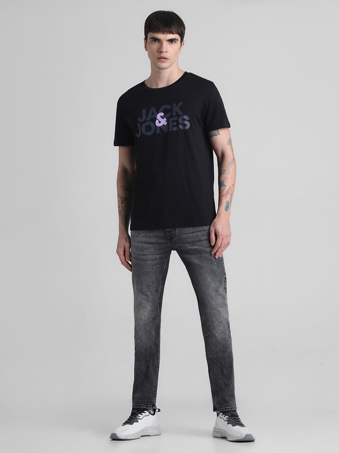 Black Logo Print Crew Neck T-shirt
