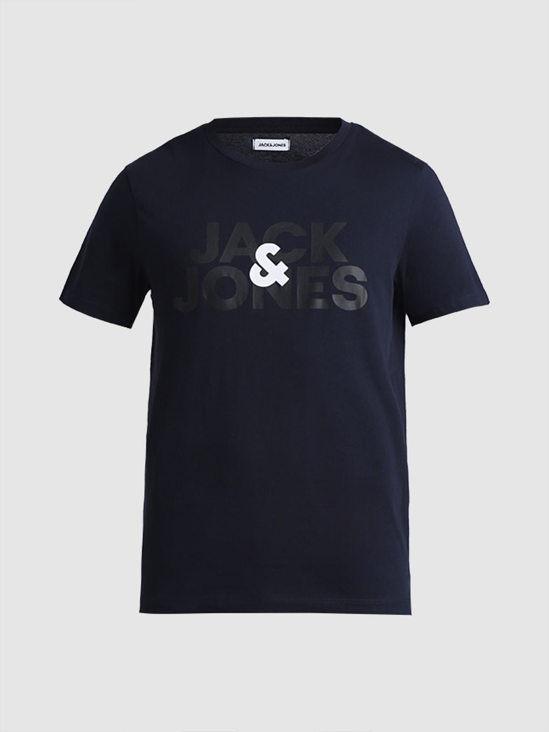 Navy Logo Print Crew Neck T-shirt