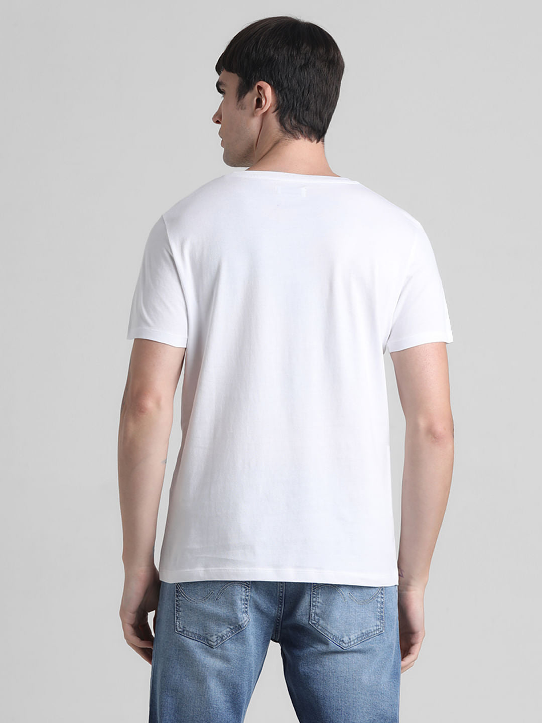 White Logo Print Crew Neck T-shirt