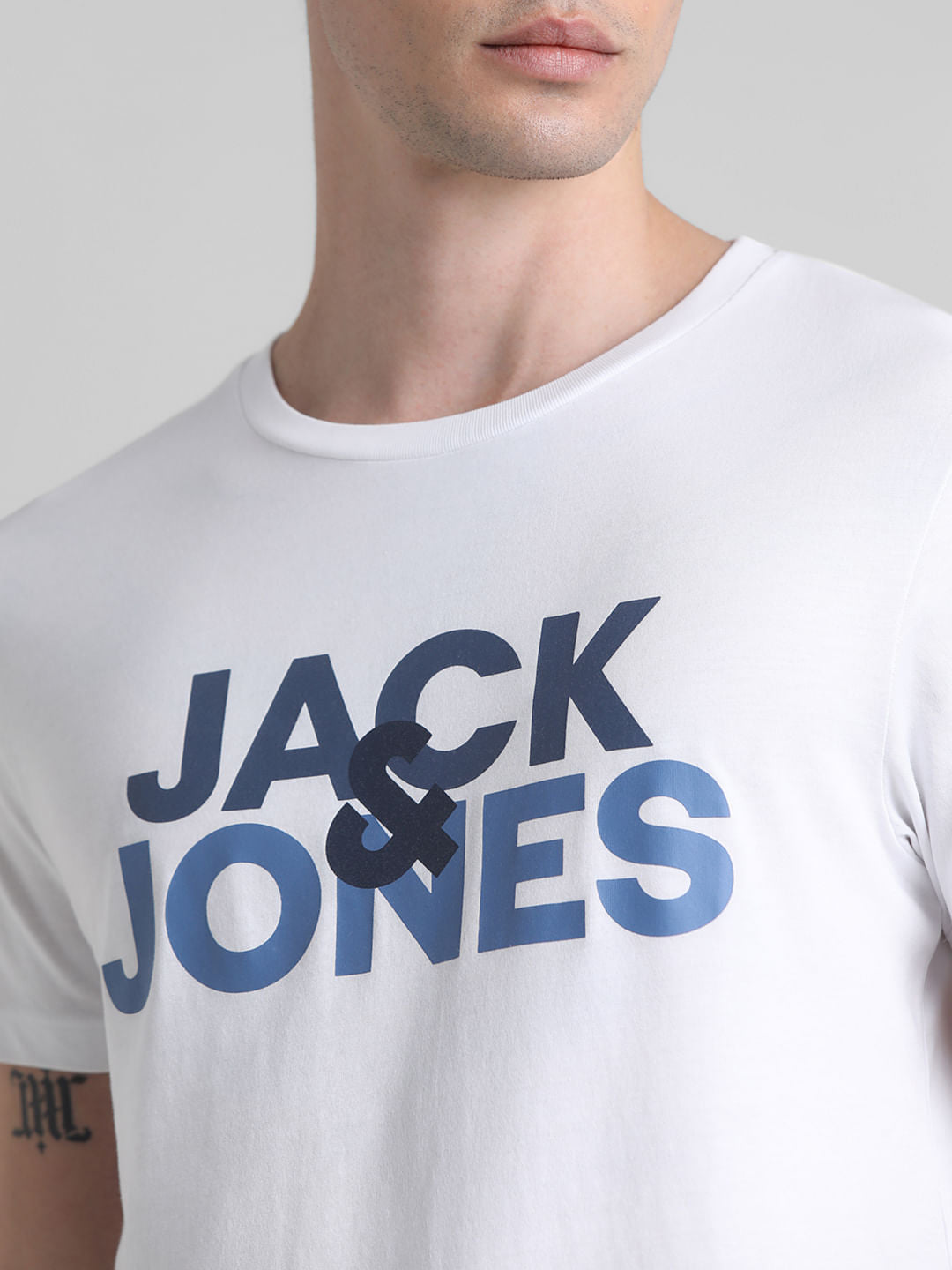 White Logo Print Crew Neck T-shirt