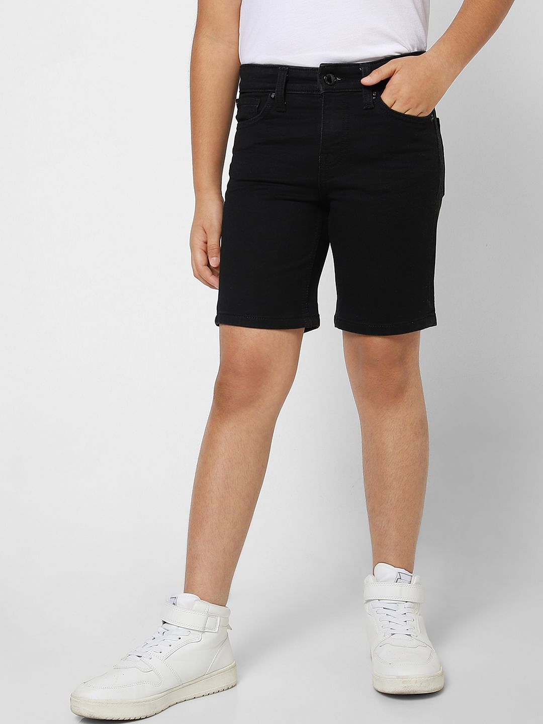 BOYS Black Low Rise Denim Shorts