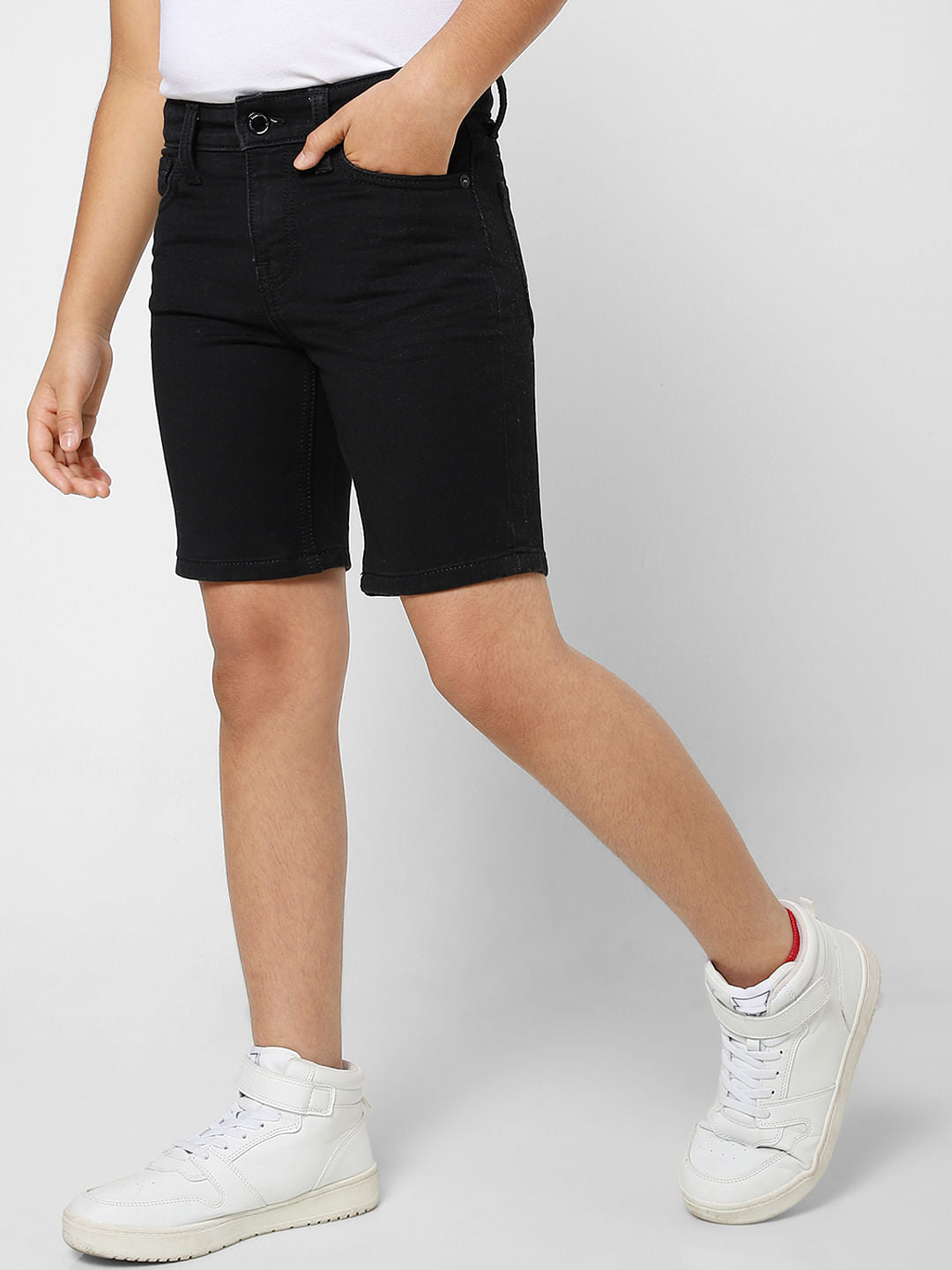 BOYS Black Low Rise Denim Shorts