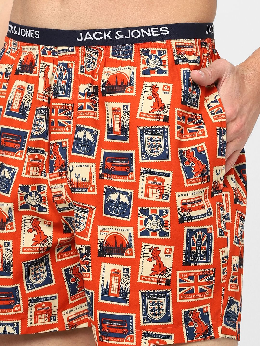 Orange Stamp Print Boxers