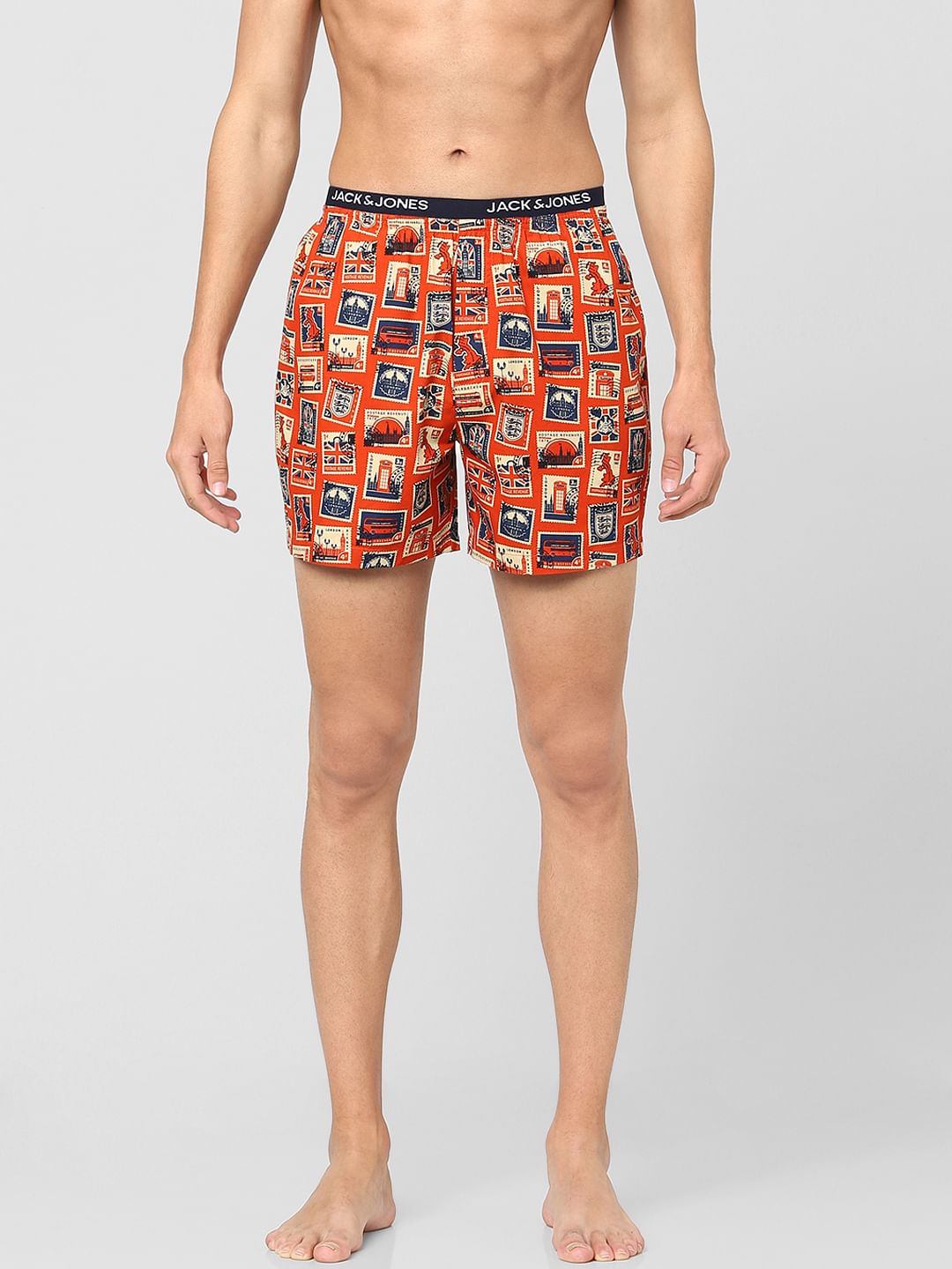 Orange Stamp Print Boxers