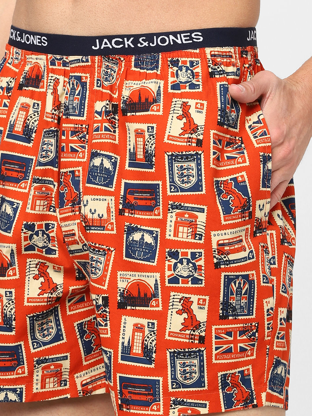Orange Stamp Print Boxers