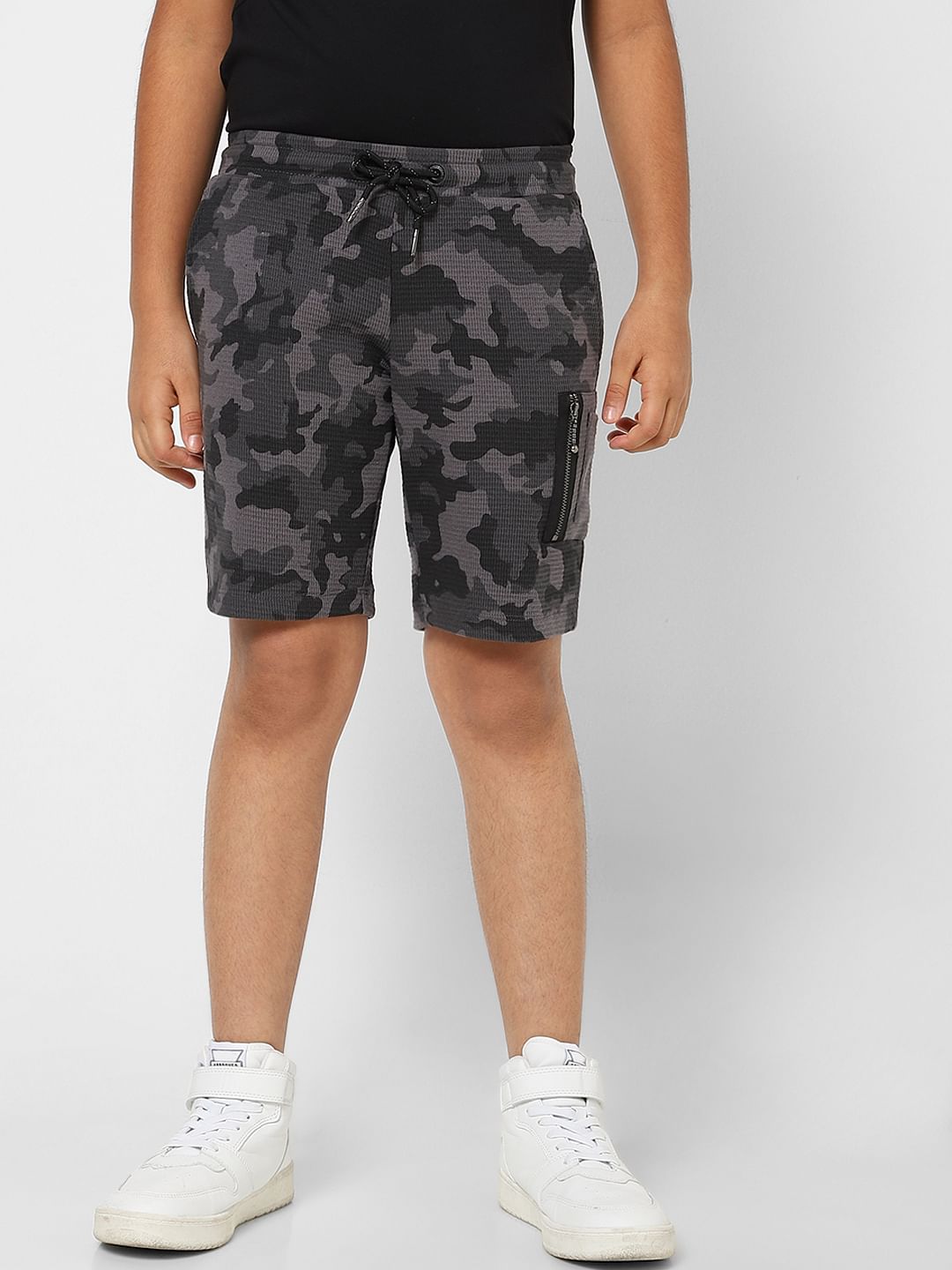 Boys Black Camo Sweatshorts