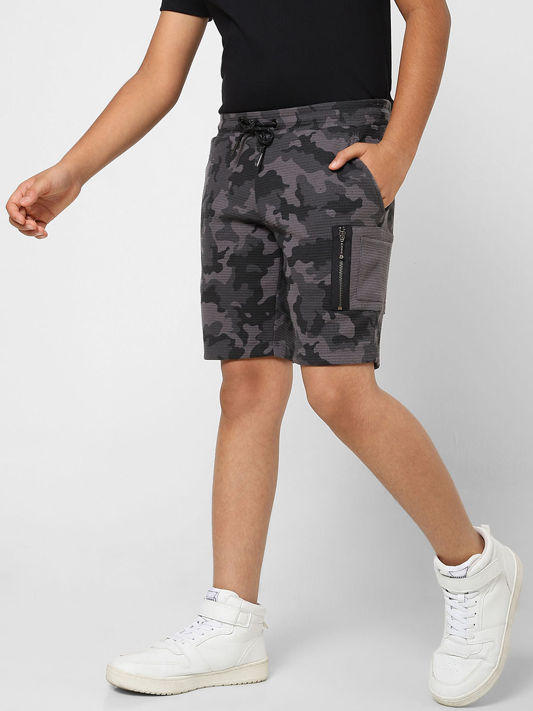 Boys Black Camo Sweatshorts