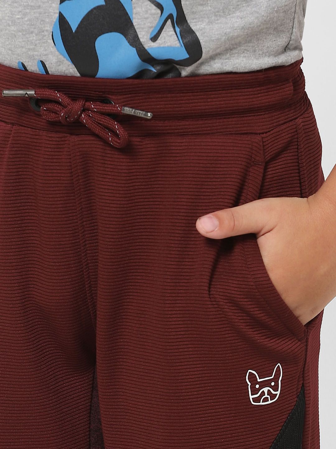 Boys Burgundy Low Rise Sweatpants