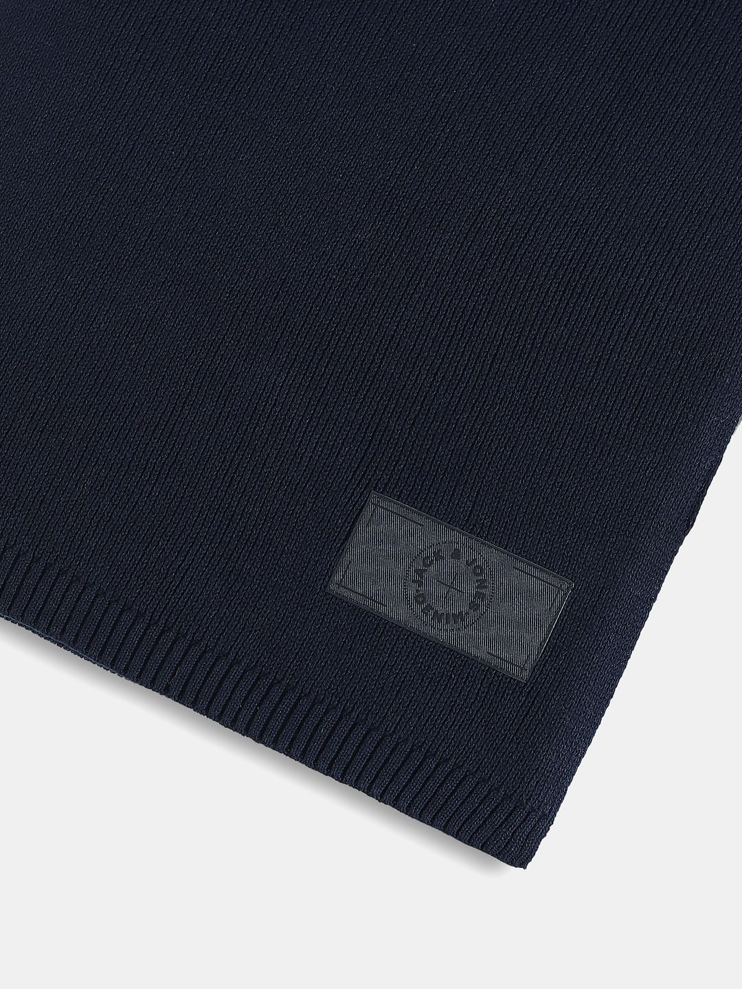 Navy Blue Knit Logo Scarf
