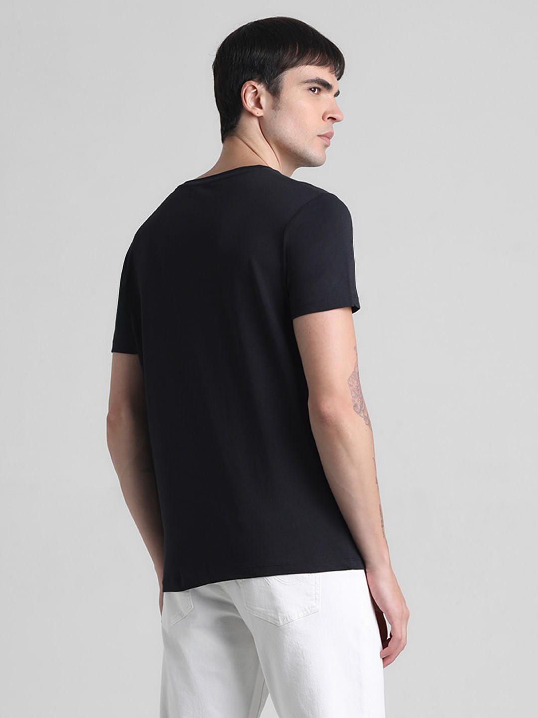 Black Graphic Print Crew Neck T-shirt