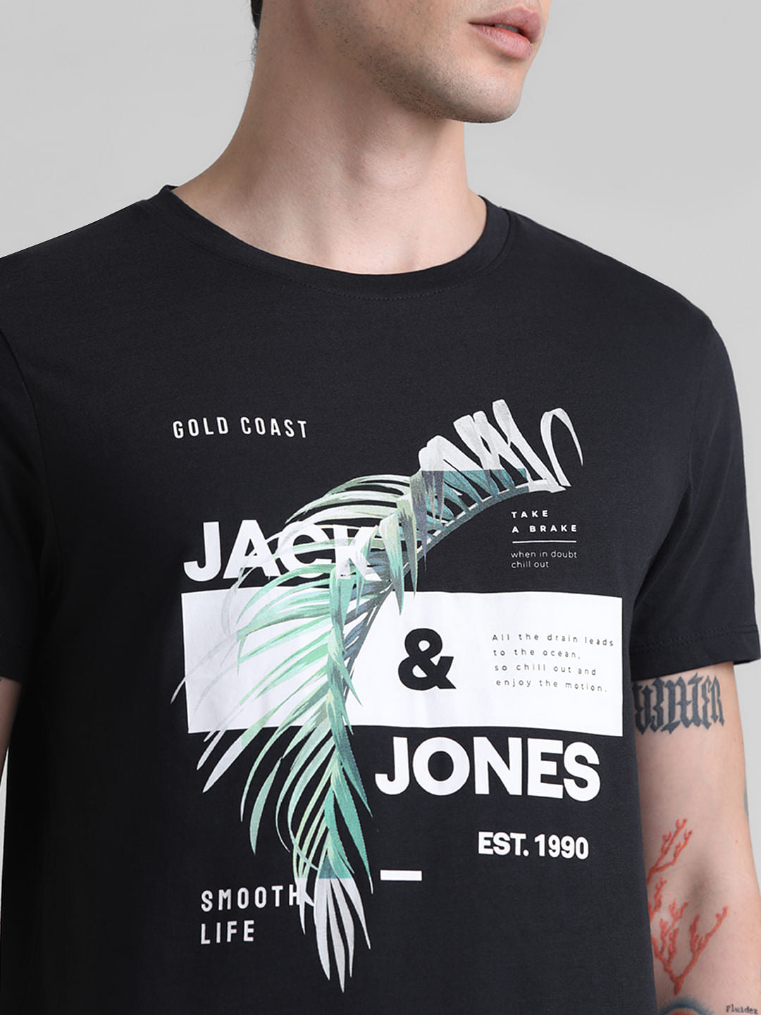 Black Graphic Print Crew Neck T-shirt