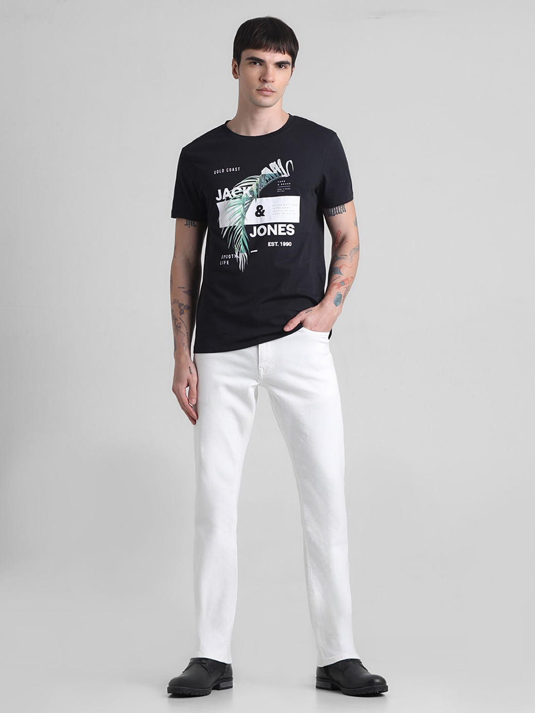 Black Graphic Print Crew Neck T-shirt