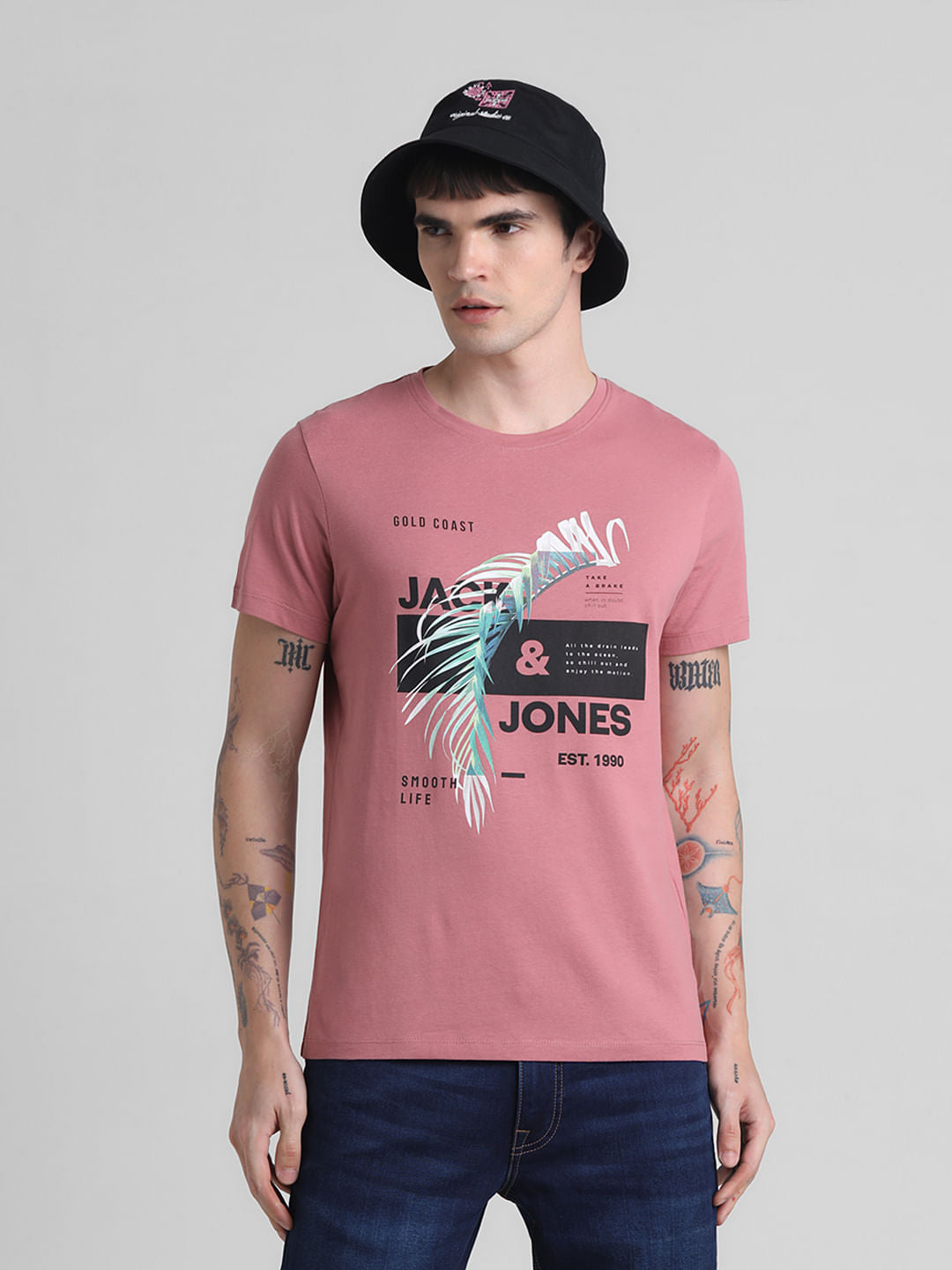 Pink Graphic Print Crew Neck T-shirt