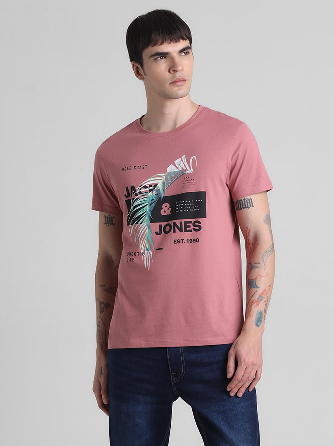 Pink Graphic Print Crew Neck T-shirt