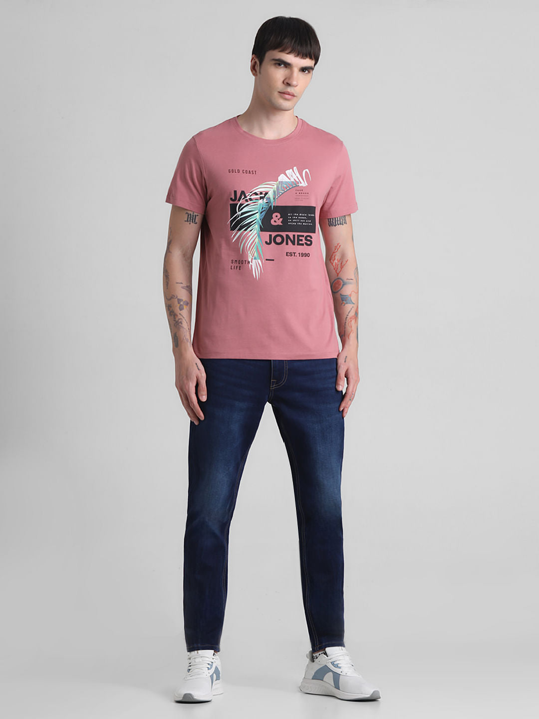 Pink Graphic Print Crew Neck T-shirt