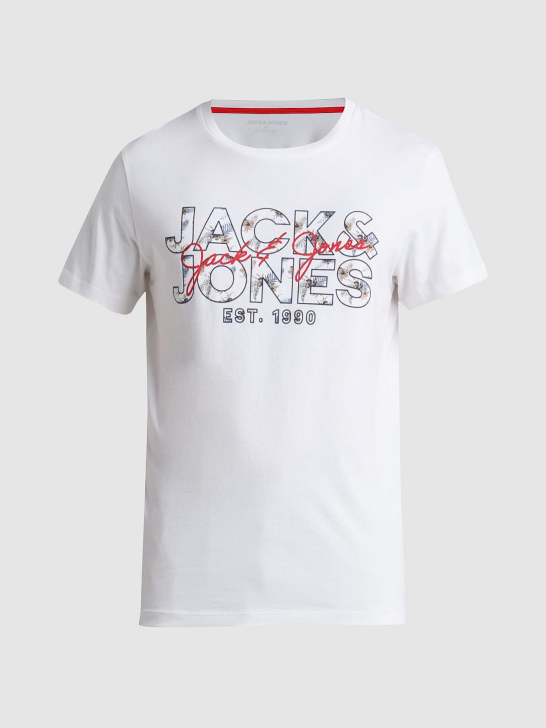 White Logo Print Crew Neck T-shirt