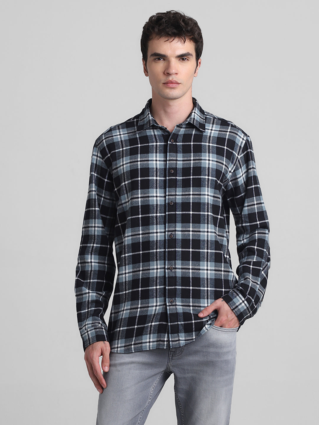 Men's Goblin Blue Checked Flannel Shirt Regular Fit