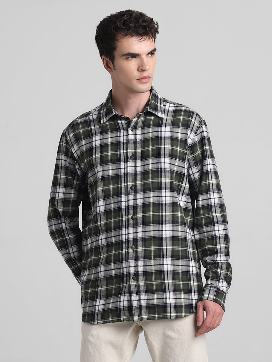 Dark Green Flannel Check Shirt