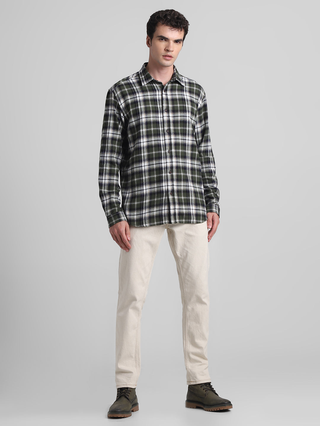 Dark Green Flannel Check Shirt