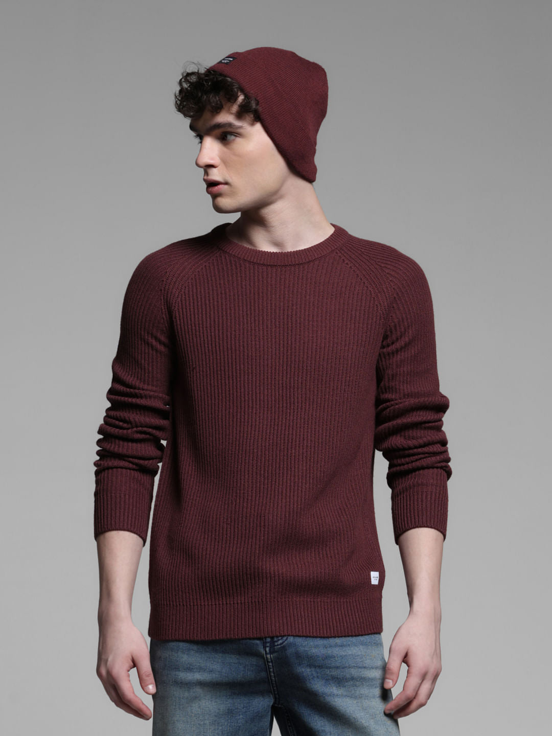 WINE KNITTED PULLOVER