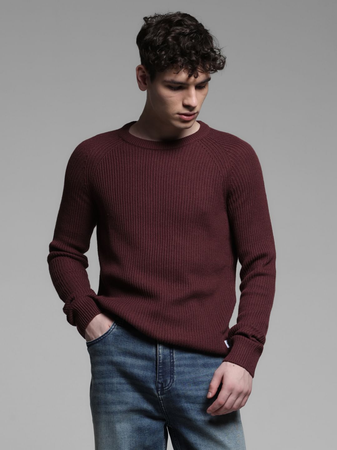 WINE KNITTED PULLOVER