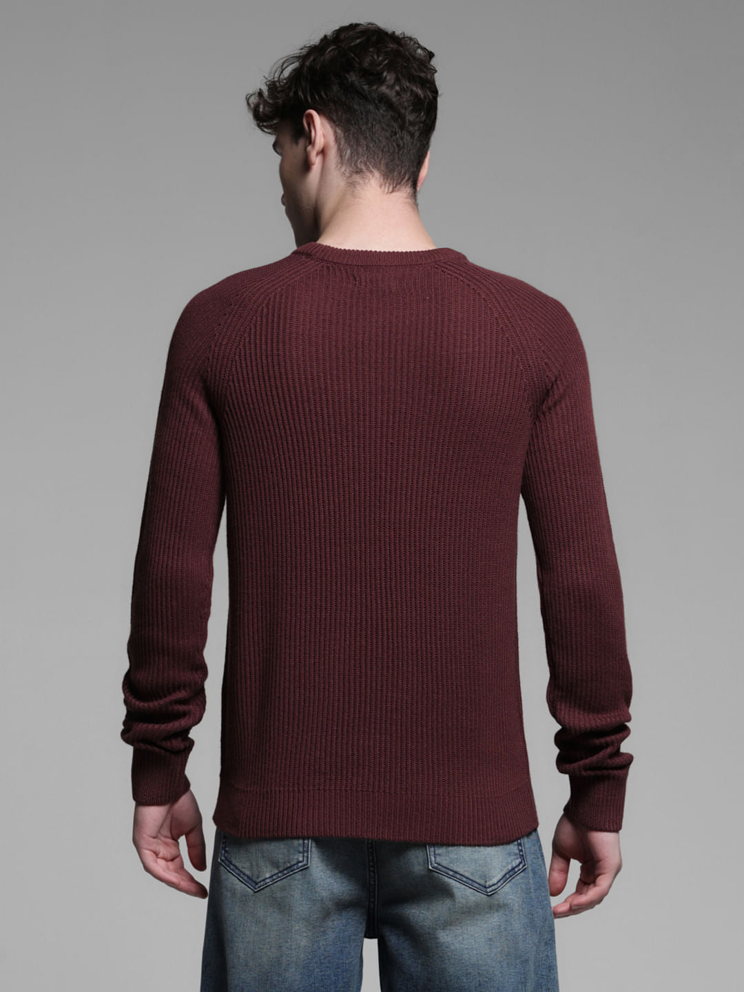 WINE KNITTED PULLOVER