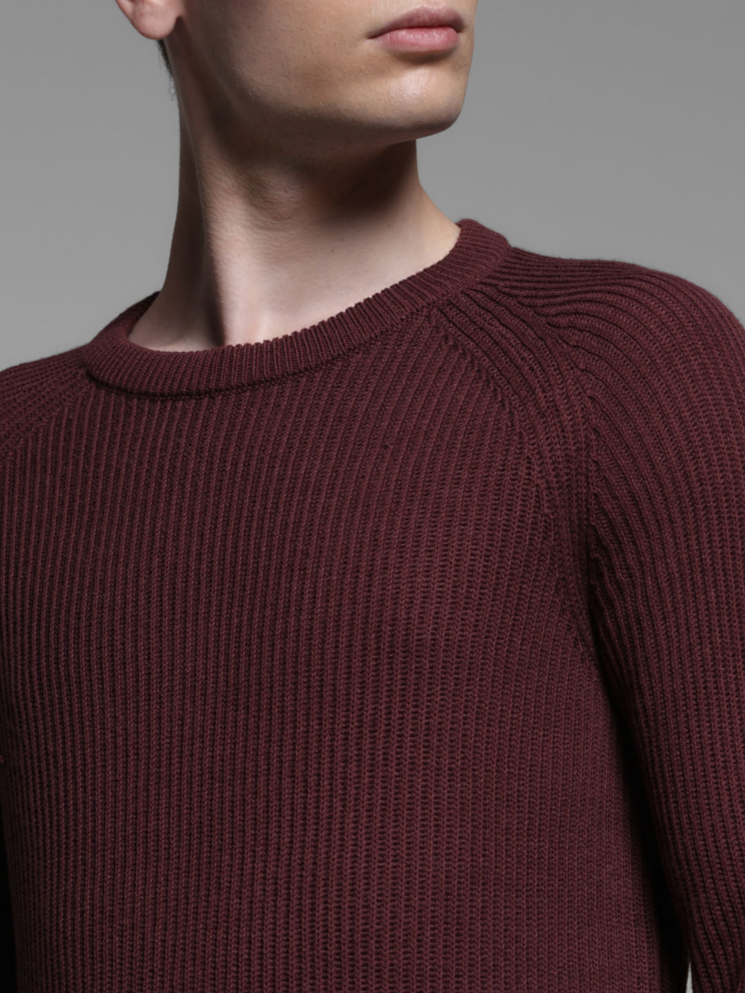 WINE KNITTED PULLOVER