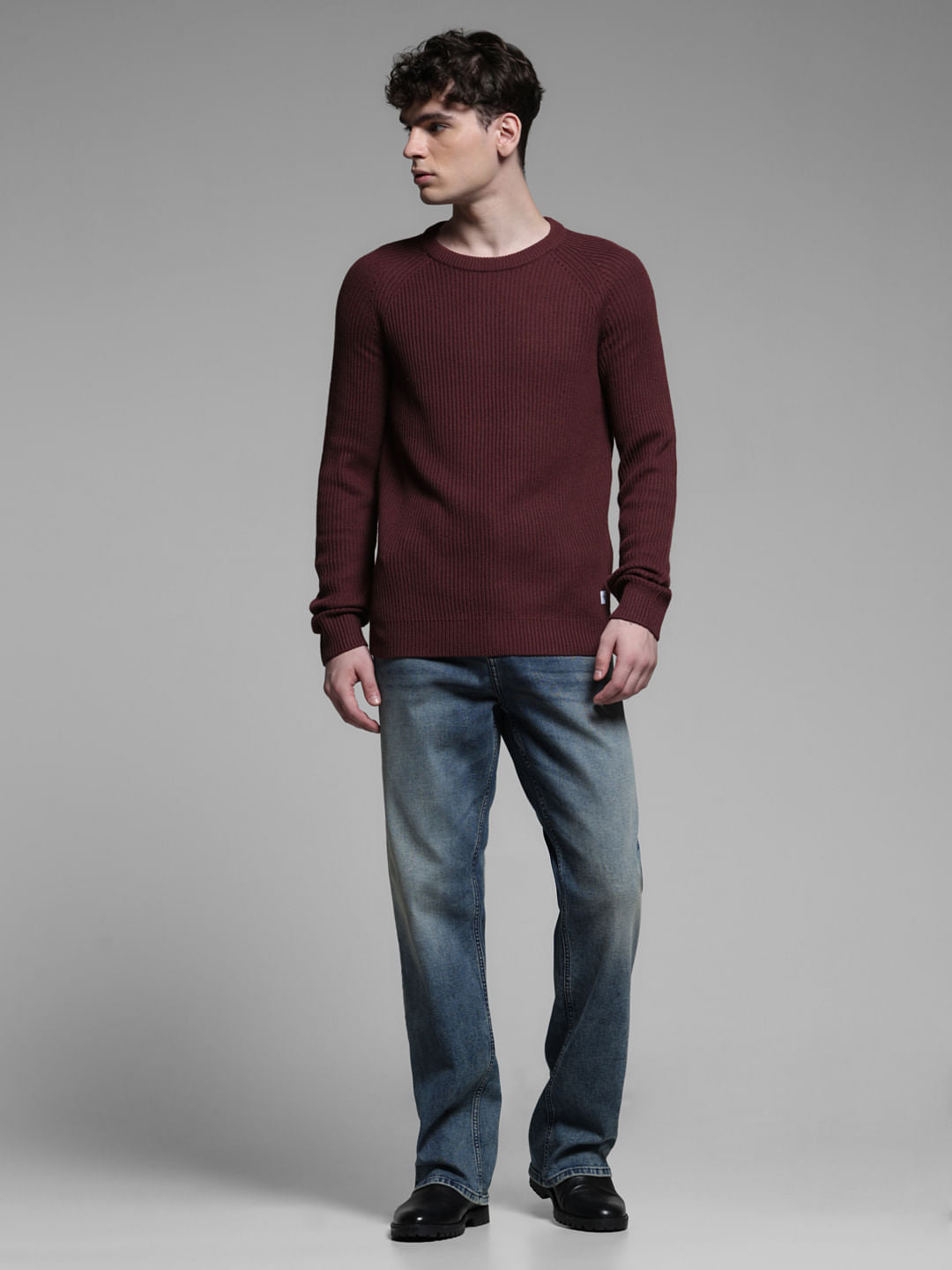 WINE KNITTED PULLOVER