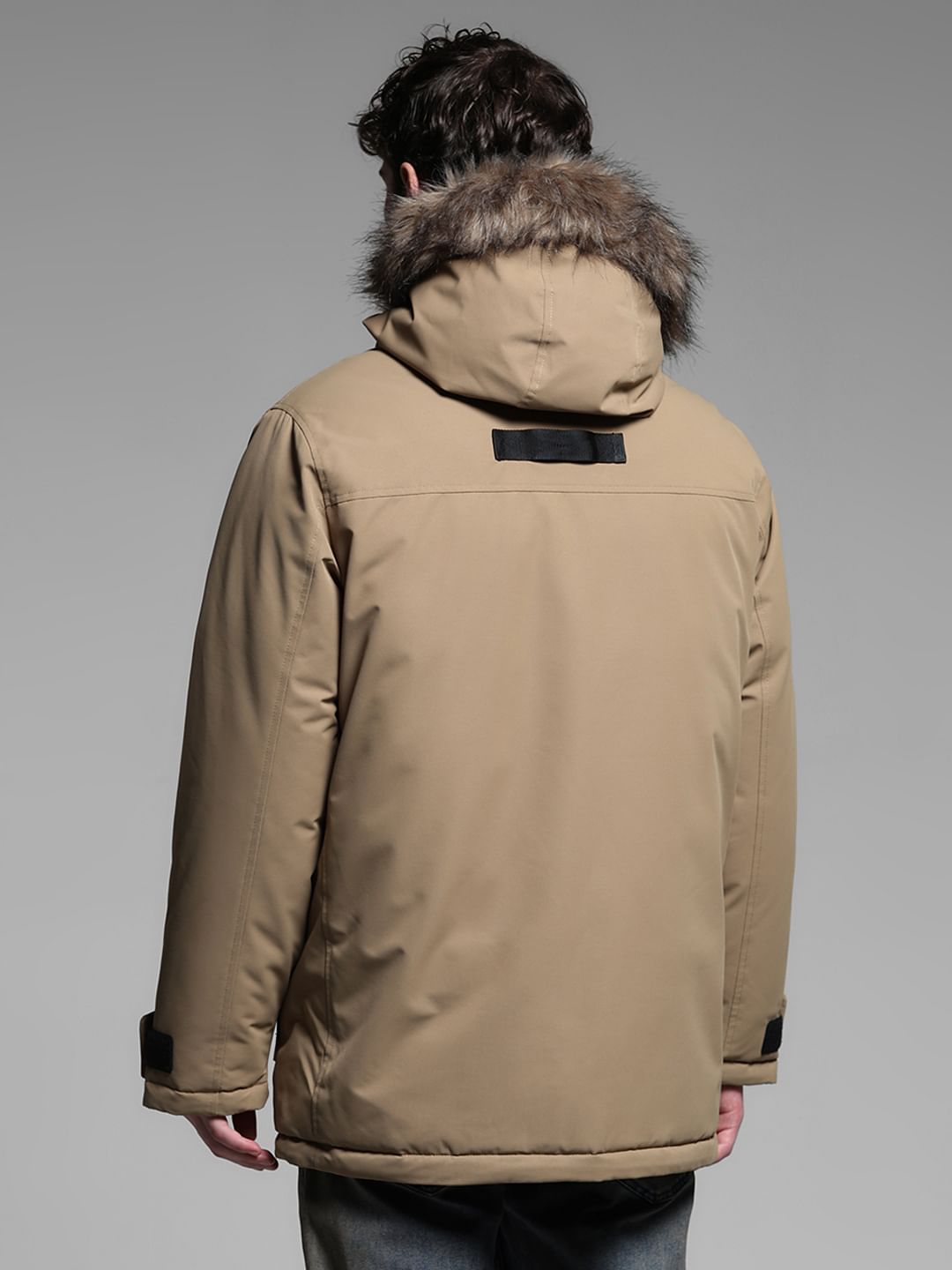 BEIGE FUR PARKA JACKET