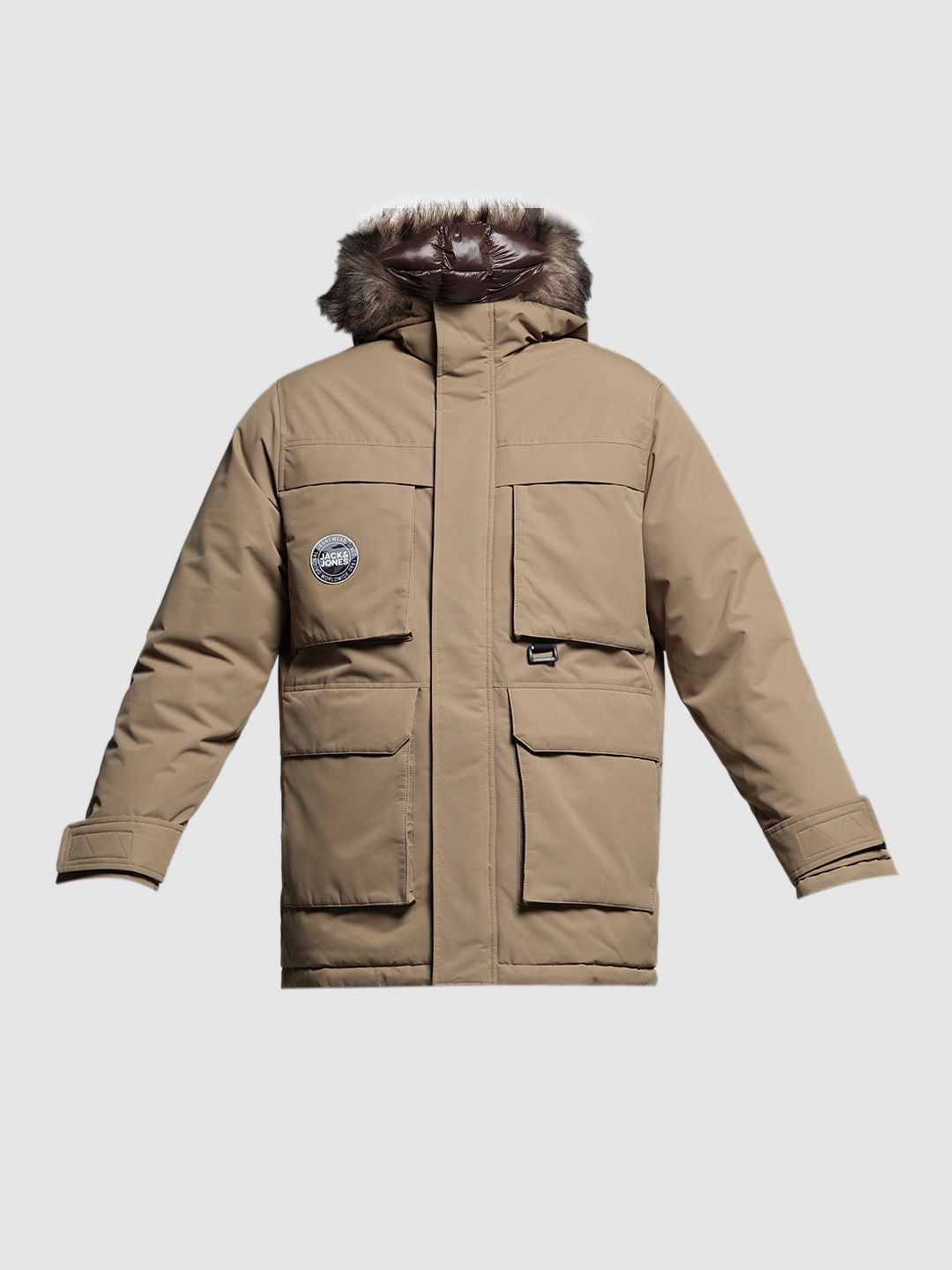 BEIGE FUR PARKA JACKET