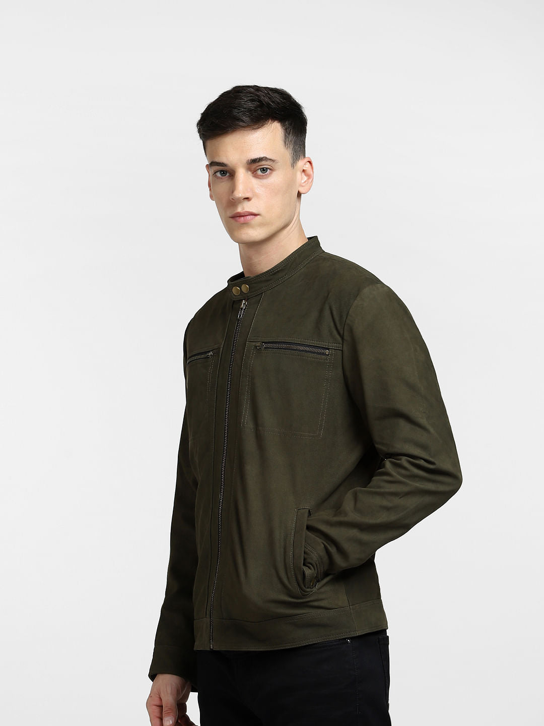 Dark Olive Leather Jacket