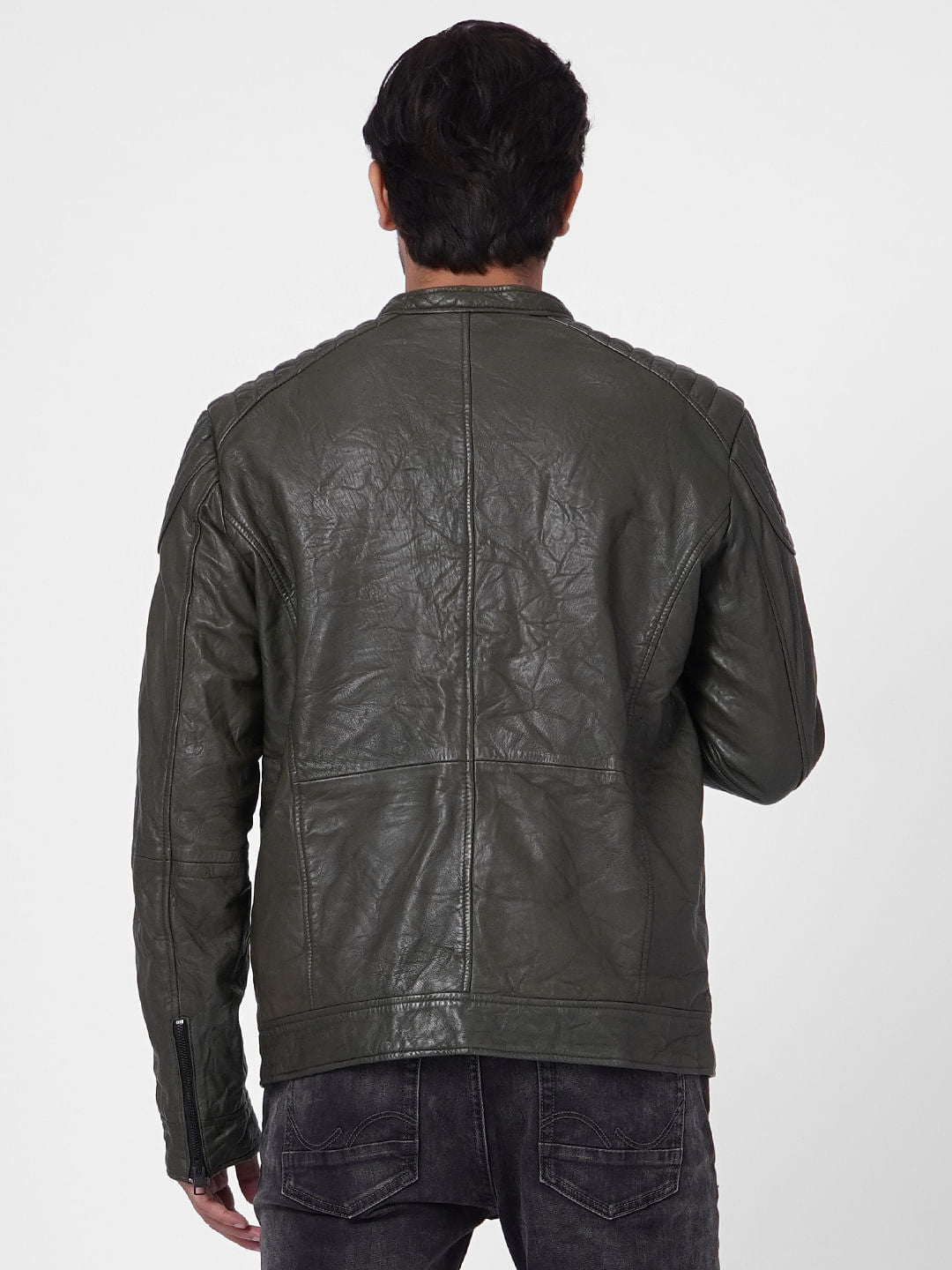 Olive Green Leather Jacket
