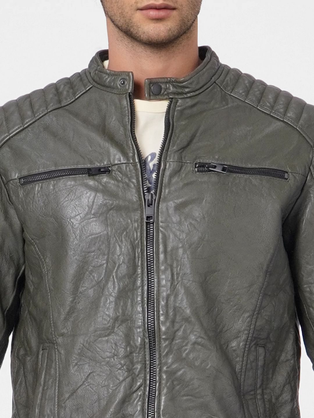 Olive Green Leather Jacket