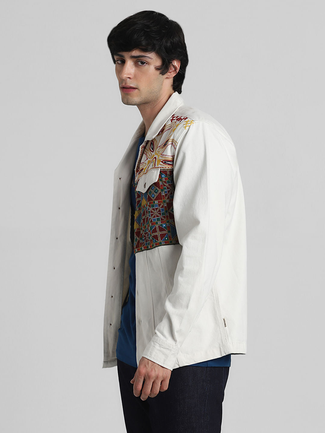 JACK&JONES X KUTCH WHITE ABSTRACT PRINT Oversized SHACKET