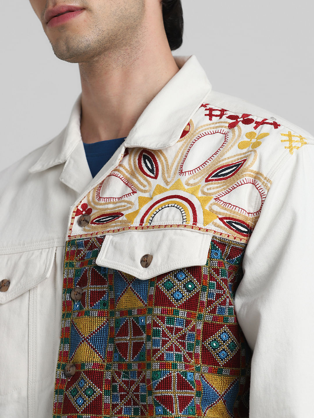 JACK&JONES X KUTCH WHITE ABSTRACT PRINT Oversized SHACKET