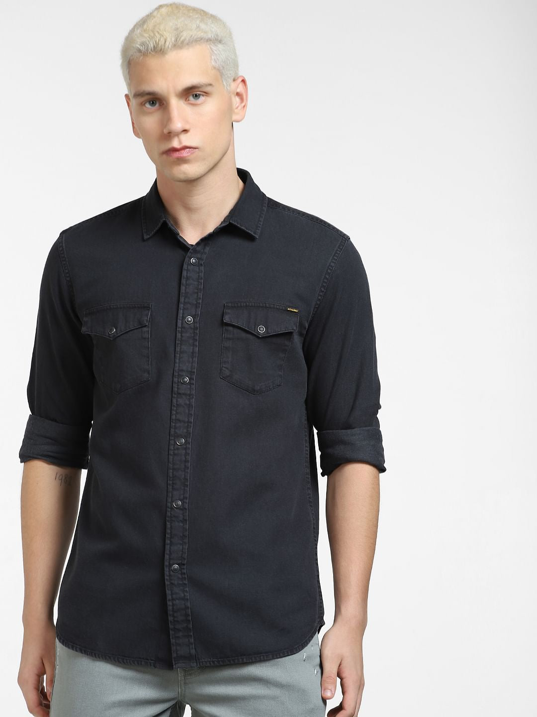 Black Denim Full Sleeves Shirt